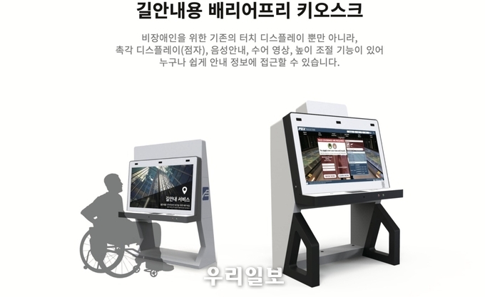 2D, 3D 지도로 길 안내가 가능해 장애인과 비장애인 모두가 사용할 수 있는 배리어프리 키오스크 