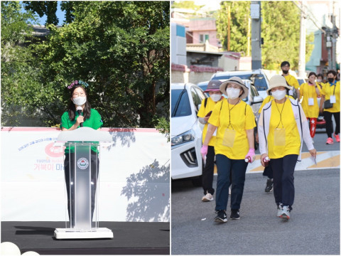 동두한마음종합복지관 이민희 관장이 2022 거북이마라톤 행사를 진행하고 았다. 